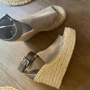 Marc Fisher Taupe Espadrille Wedges